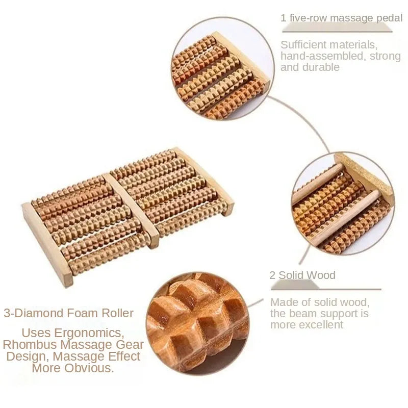 Wooden Roller Foot  Massager